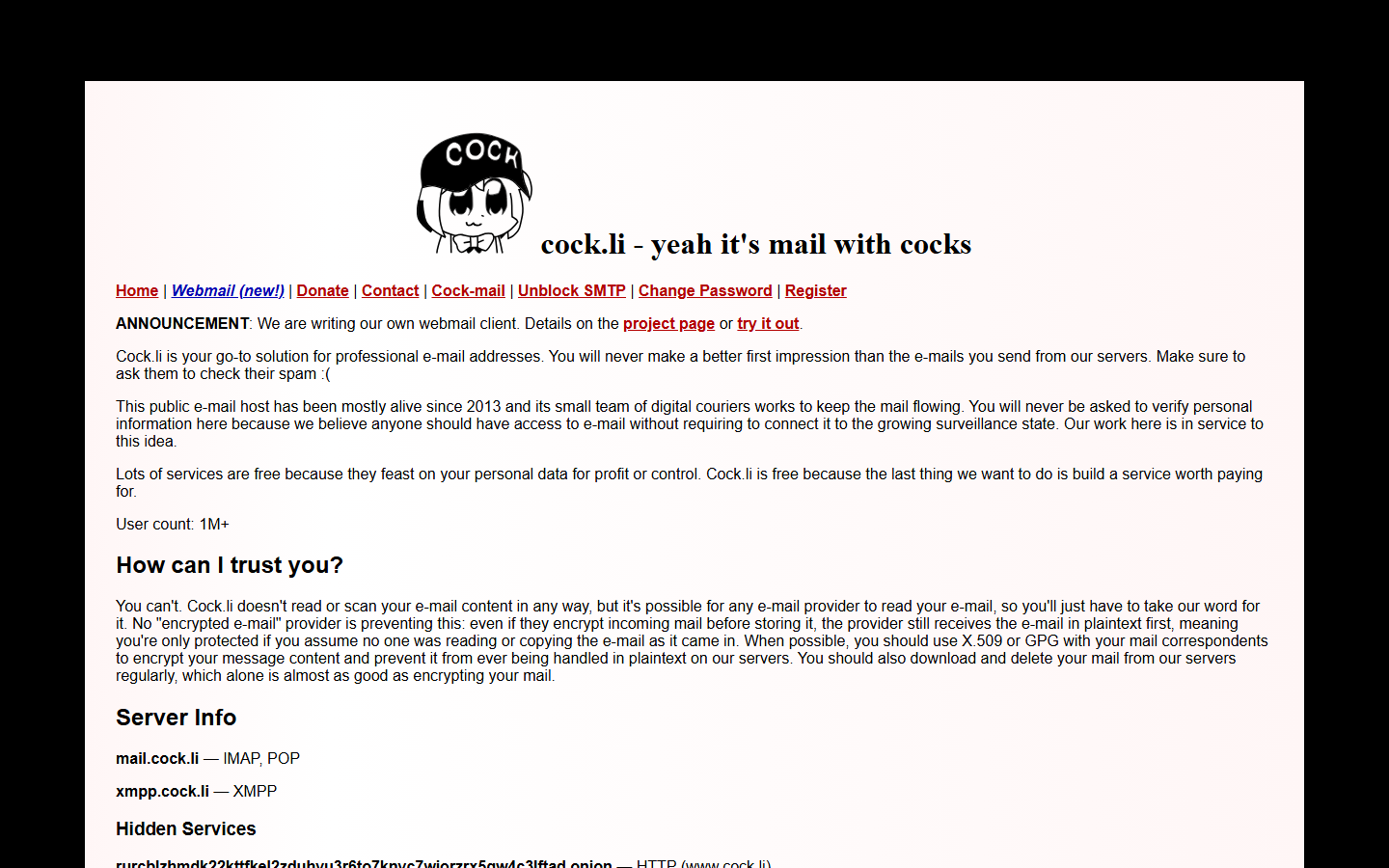 Cock.li screenshot
