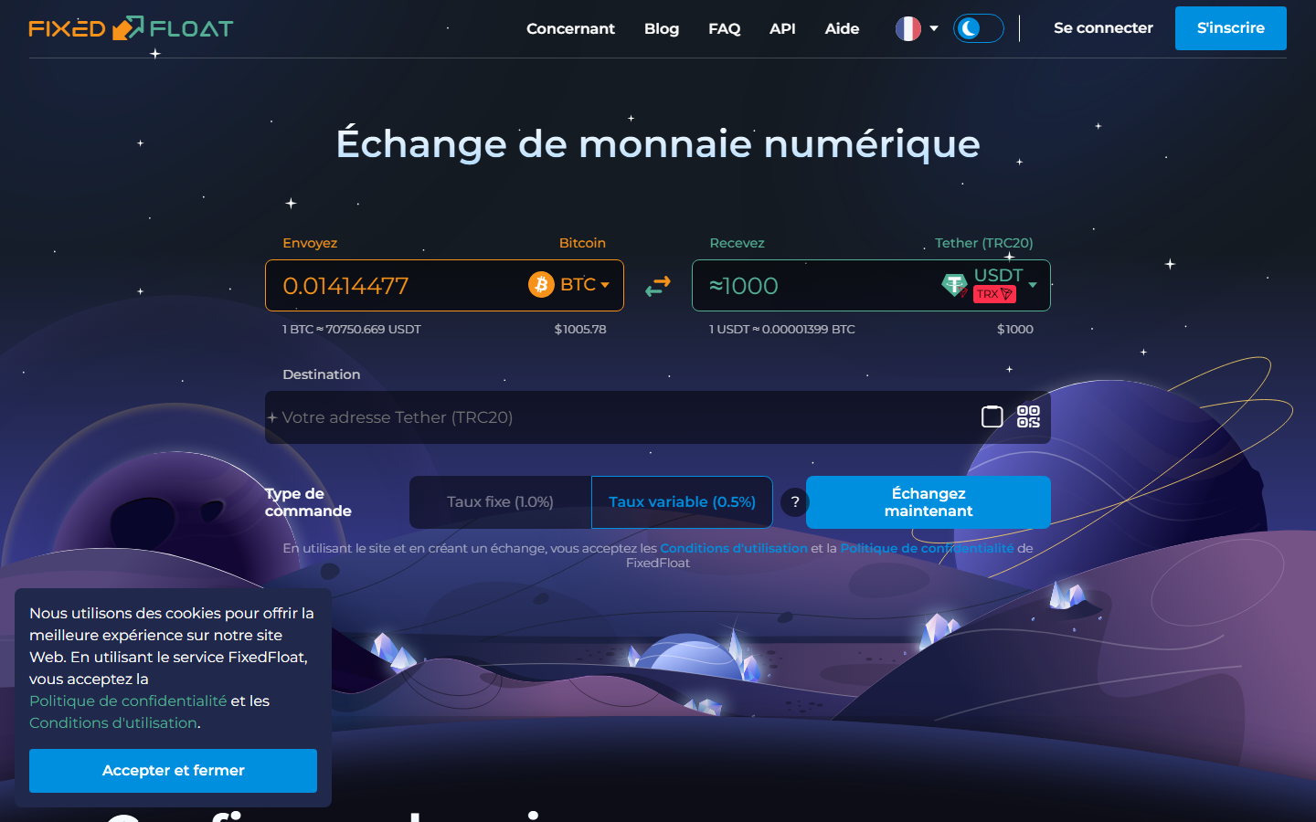 FixedFloat screenshot