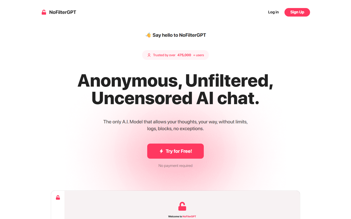 NoFilterGPT screenshot