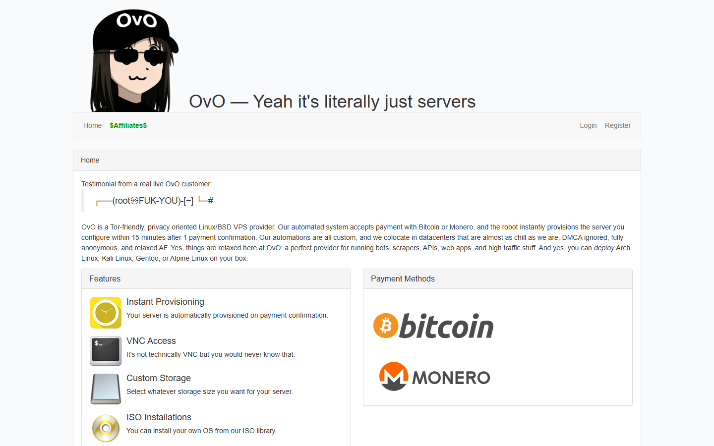 OvO Hosting screenshot