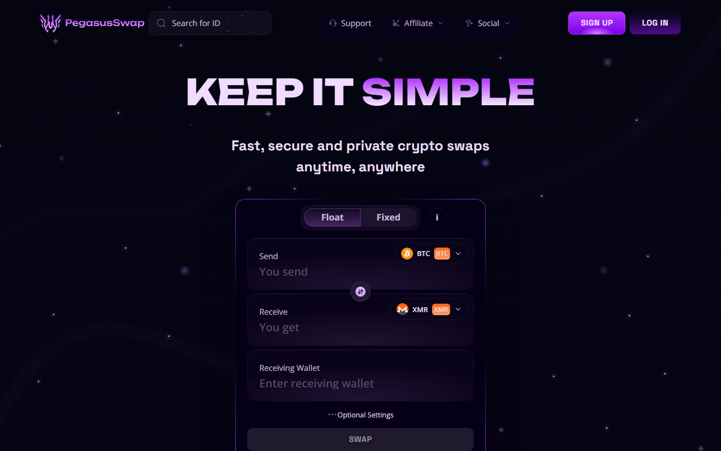 PegasusSwap screenshot