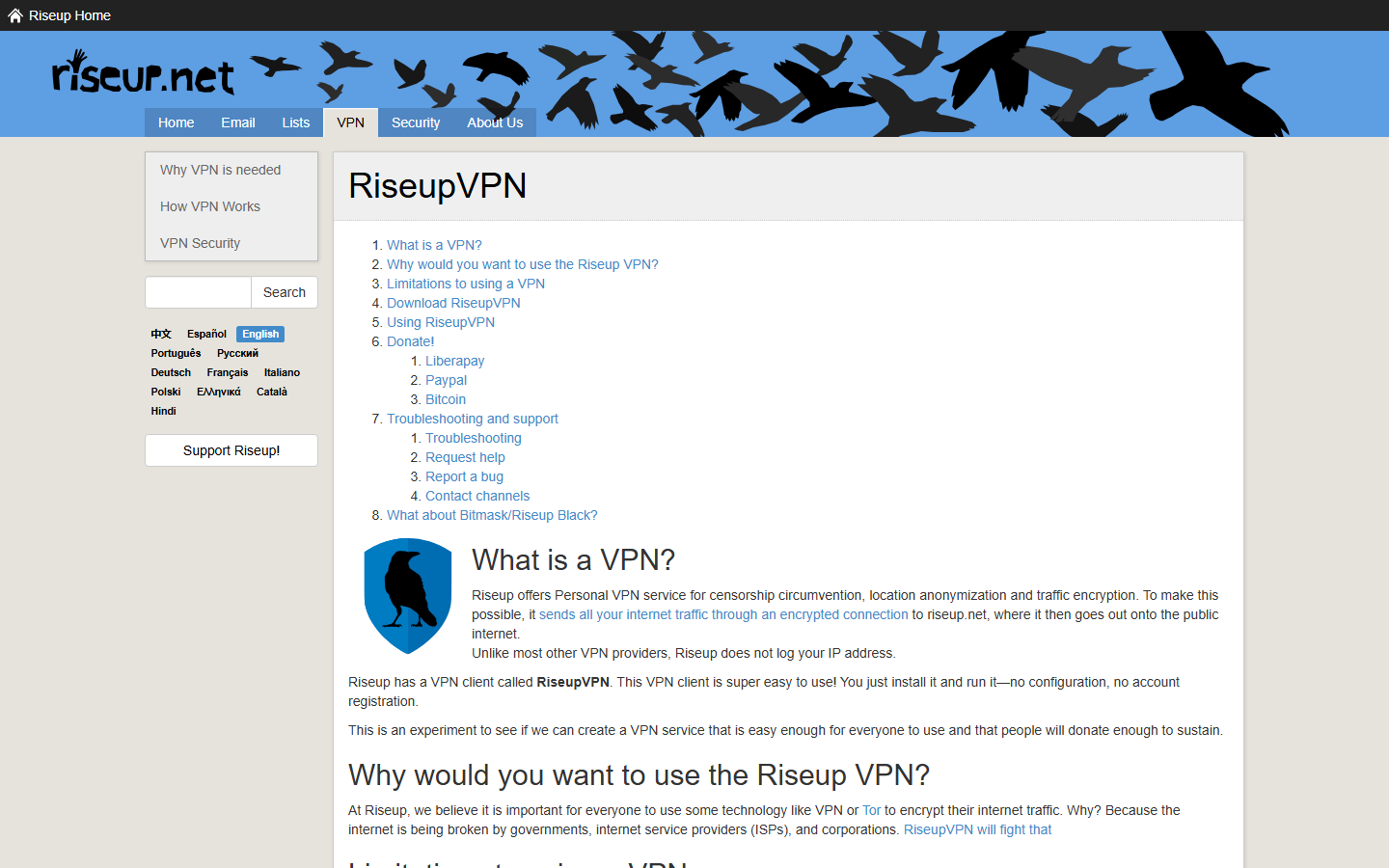 RiseupVPN screenshot