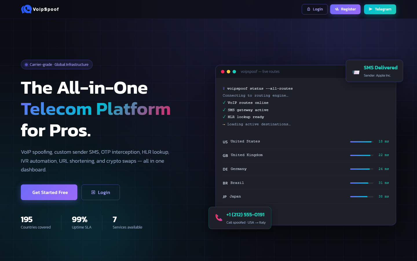 VoipSpoof screenshot