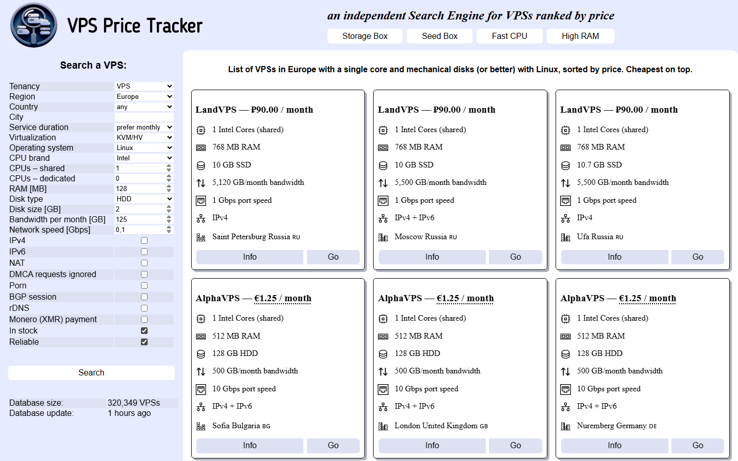 VPS Price Tracker screenshot