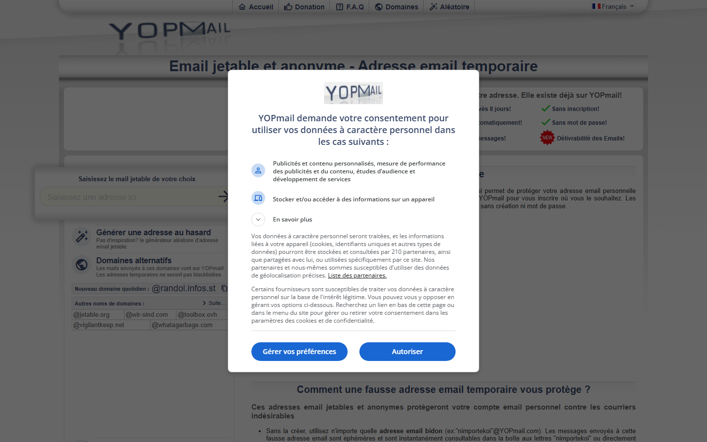 YOPmail screenshot